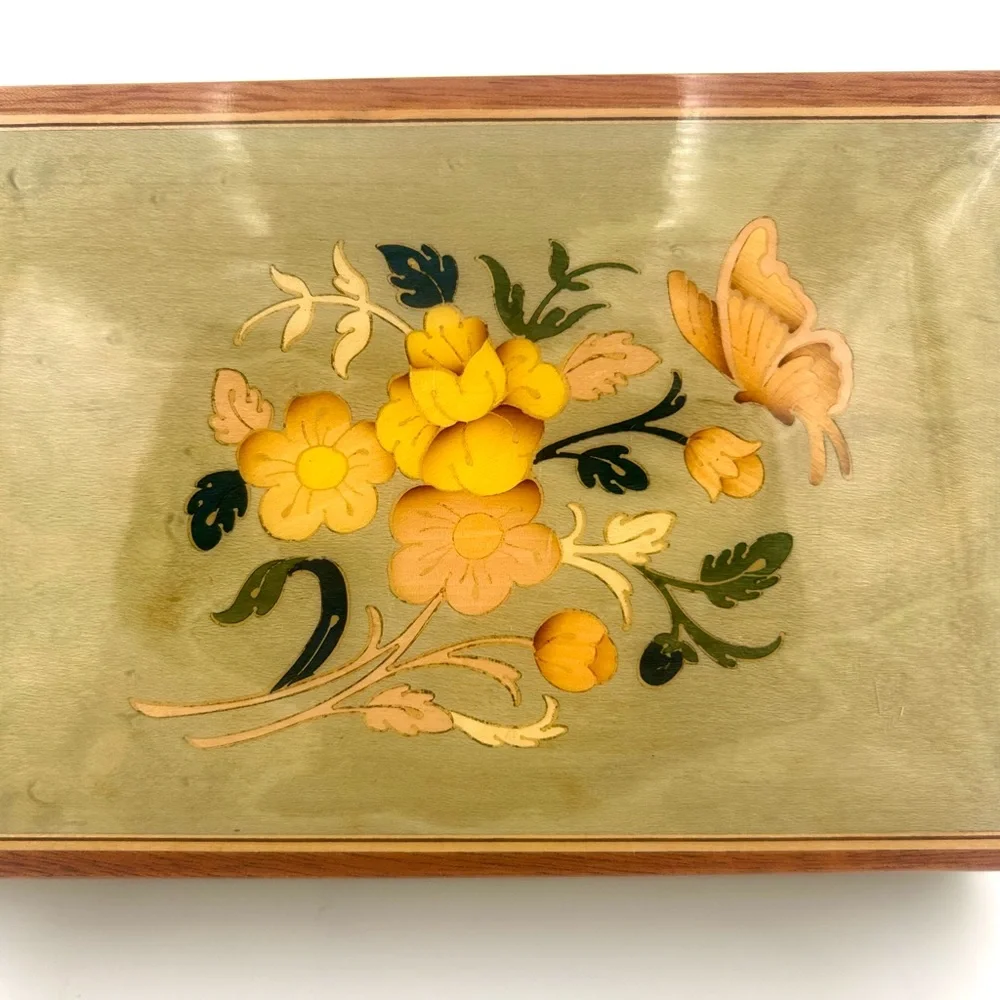 Reuge Vintage Inlaid Wooden Jewelry Box